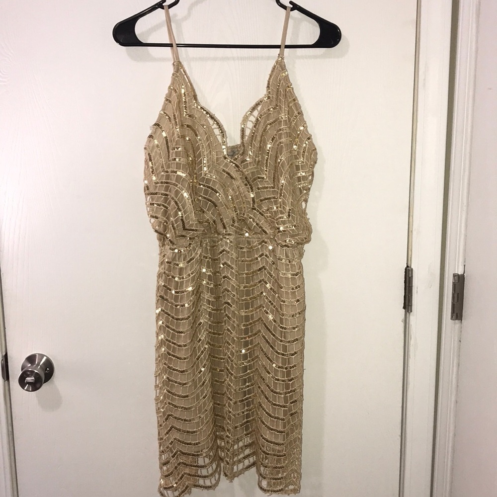 Gold sequin party dress